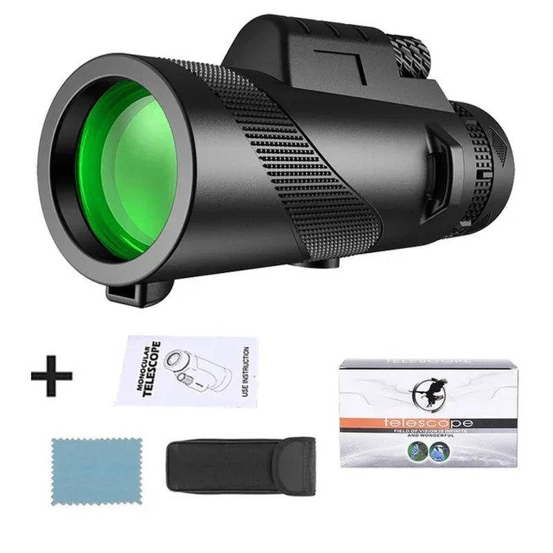 80X100 Times Portable Single Tube High-Definition Telescope for Defecation, Low Light Night Vision, Mobile Phone Telescope