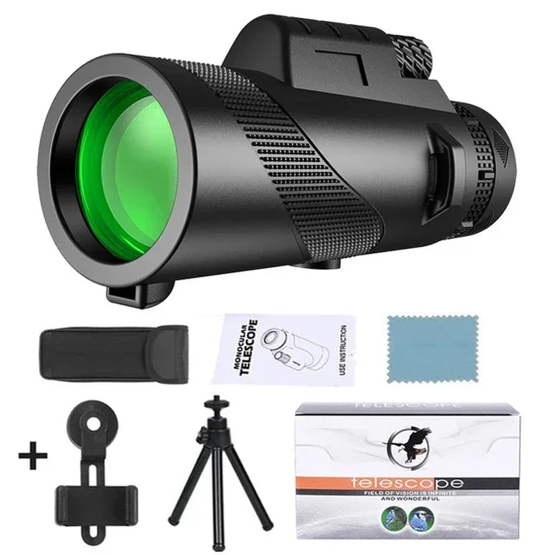 80X100 Times Portable Single Tube High-Definition Telescope for Defecation, Low Light Night Vision, Mobile Phone Telescope