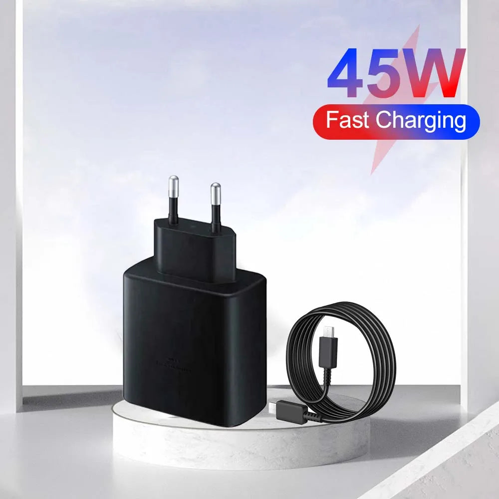 45W PD Charger for Samsung Galaxy S24 S23 S22 Quick Charge 3.0 USB C to Type C Cable Super Fast Charging Phone Adapter