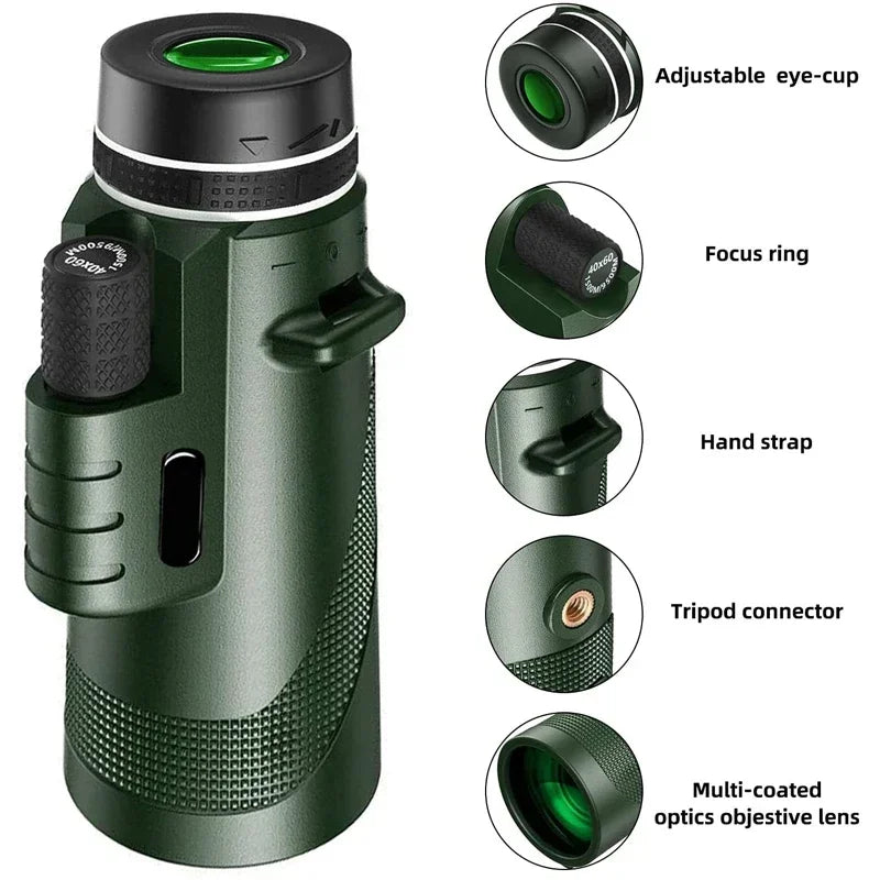 80X100 Times Portable Single Tube High-Definition Telescope for Defecation, Low Light Night Vision, Mobile Phone Telescope