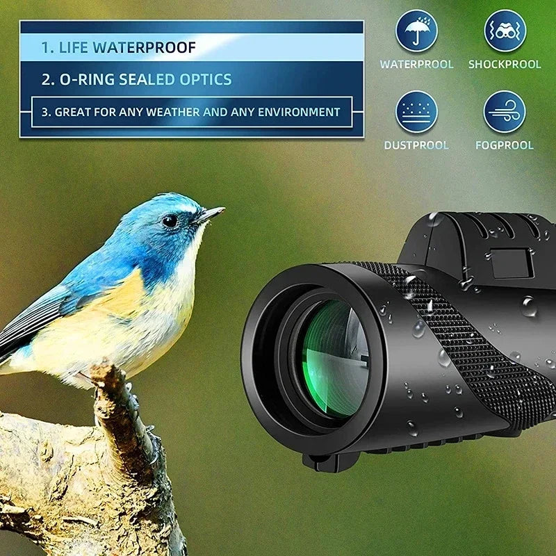 80X100 Times Portable Single Tube High-Definition Telescope for Defecation, Low Light Night Vision, Mobile Phone Telescope