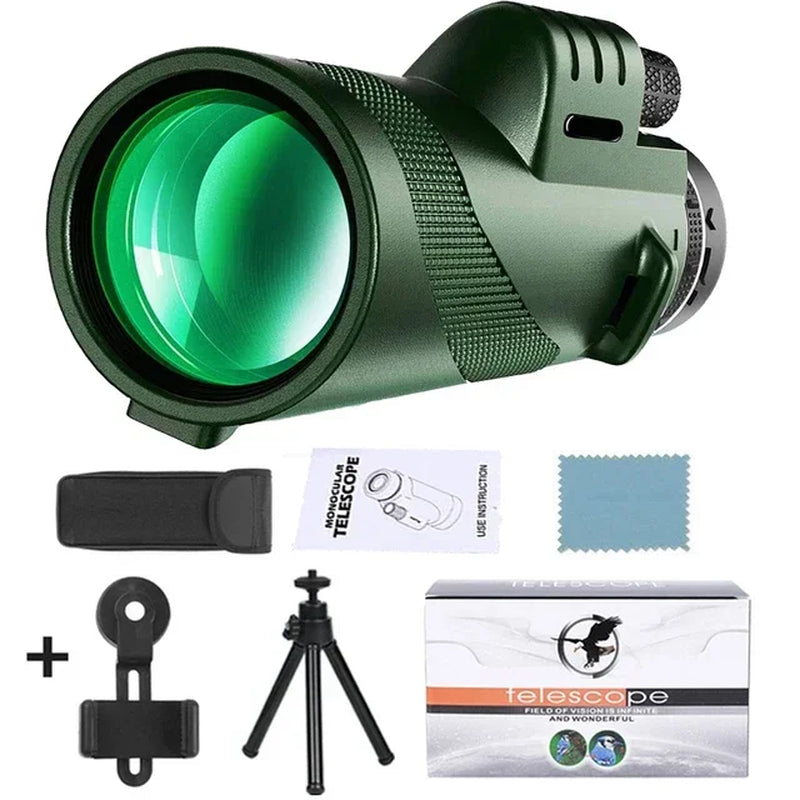 80X100 Times Portable Single Tube High-Definition Telescope for Defecation, Low Light Night Vision, Mobile Phone Telescope